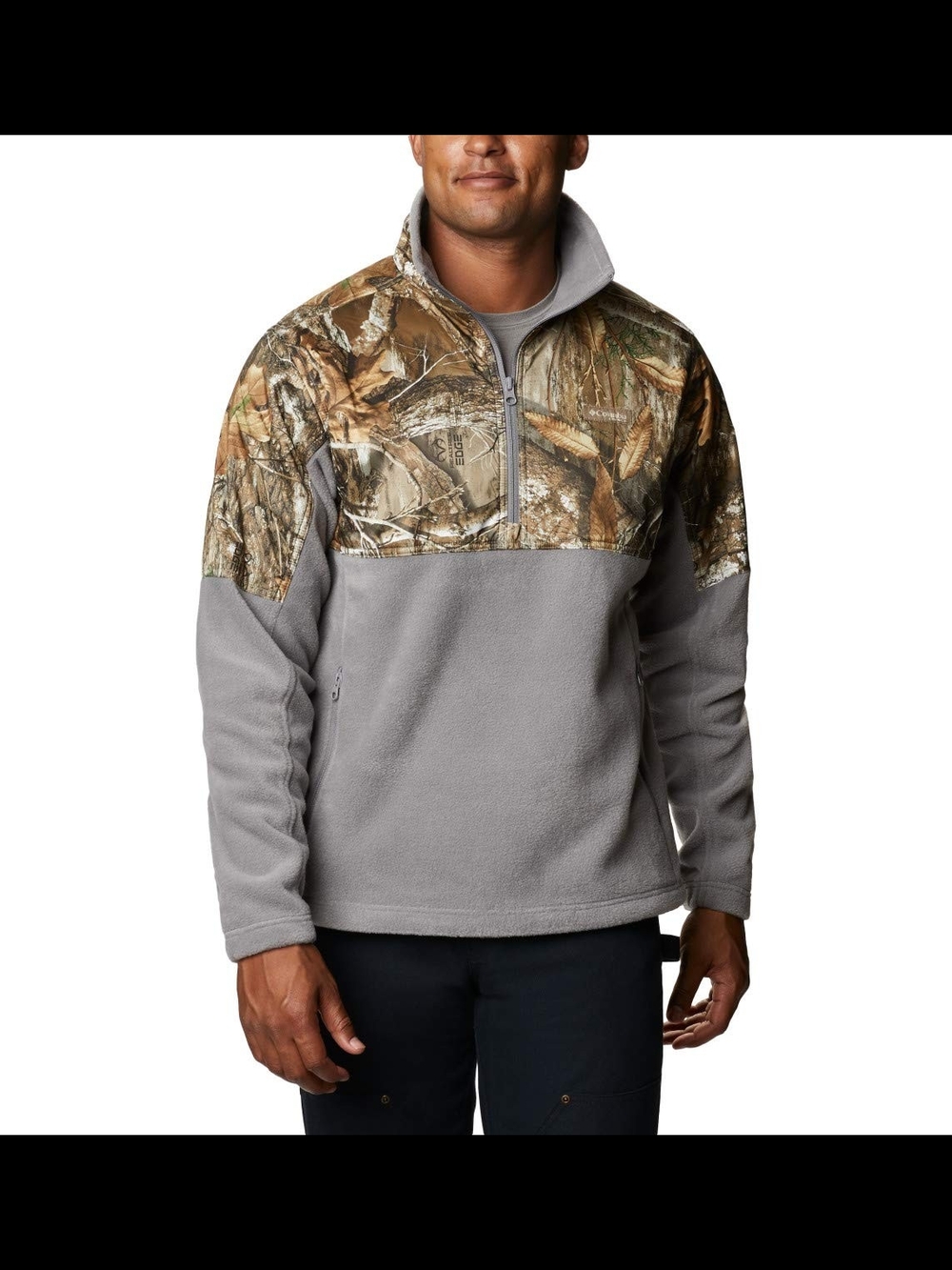 Columbia Gray Fleece Pullover with Camo Yoke